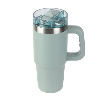 Ozark Trail 30 oz Stainless Steel Insulated Travel Tumbler with Handle and Flip Straw Lid, Rose Shimmer